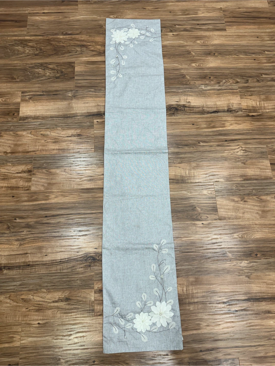 Grey Floral Table Runner