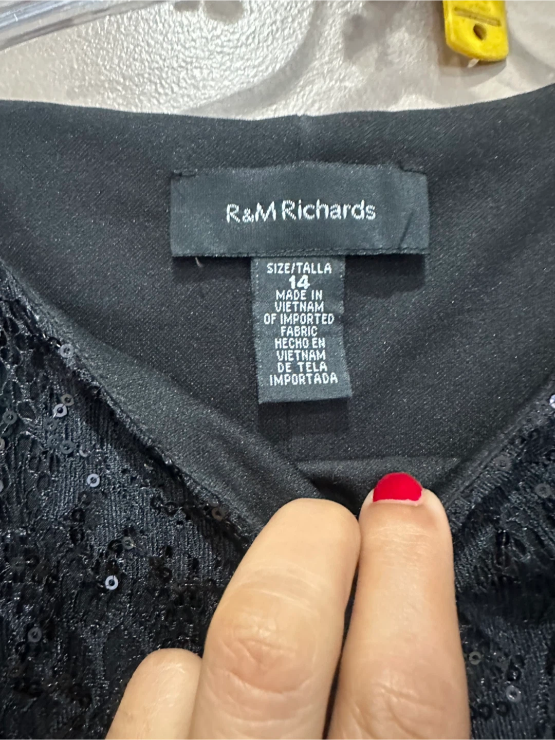 R&M Richards Black Sequin Lace Dress Size 14 - photo 4