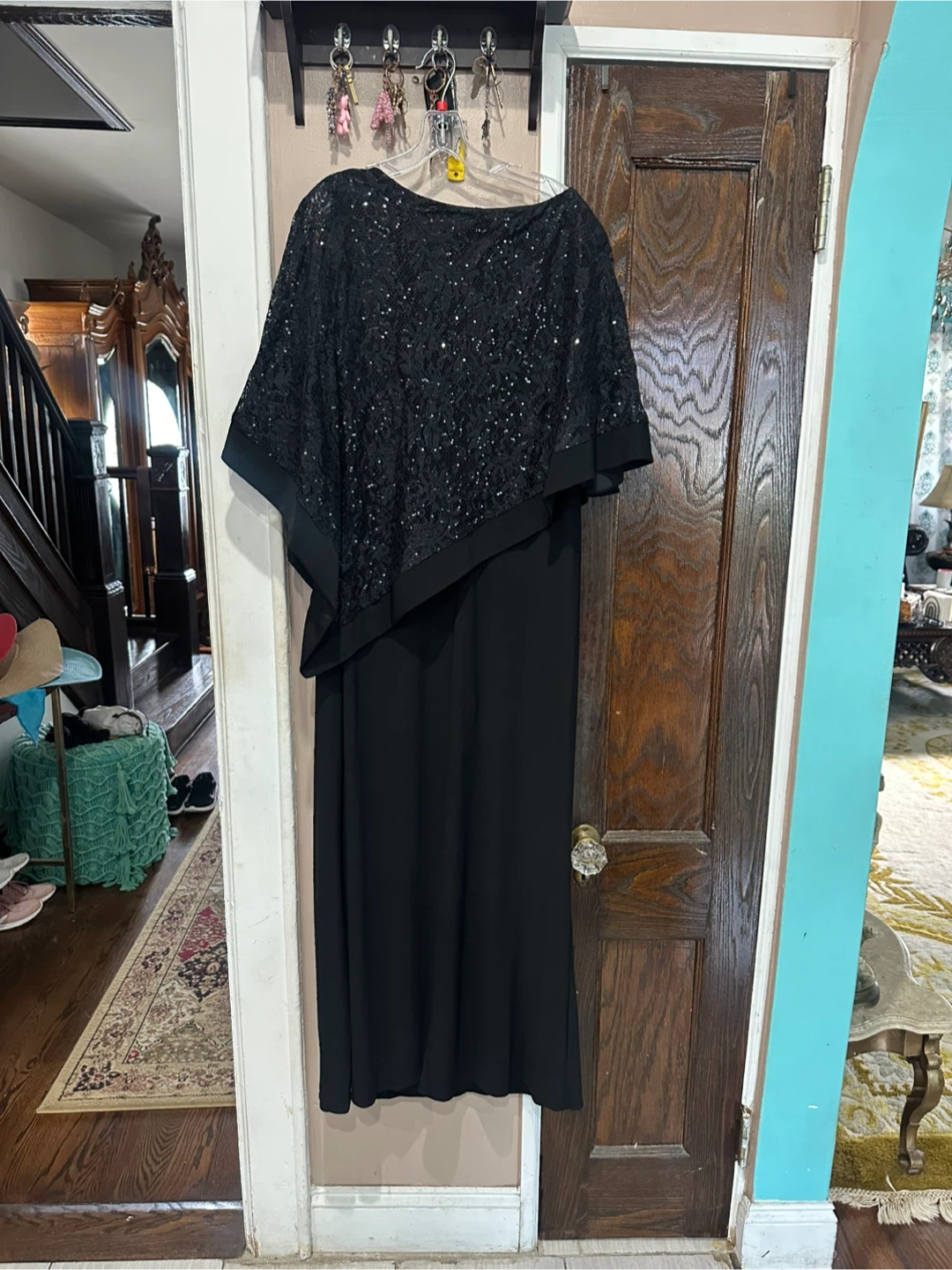 R&M Richards Black Sequin Lace Dress Size 14 - photo 5