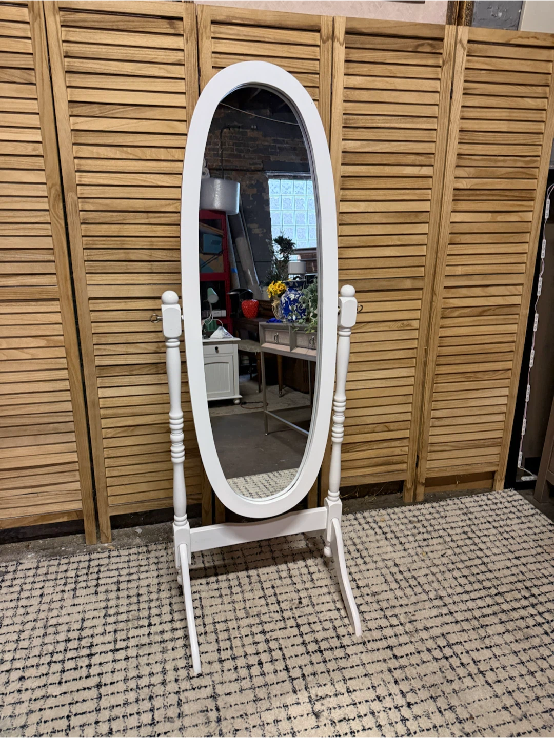 White Oval Floor Mirror