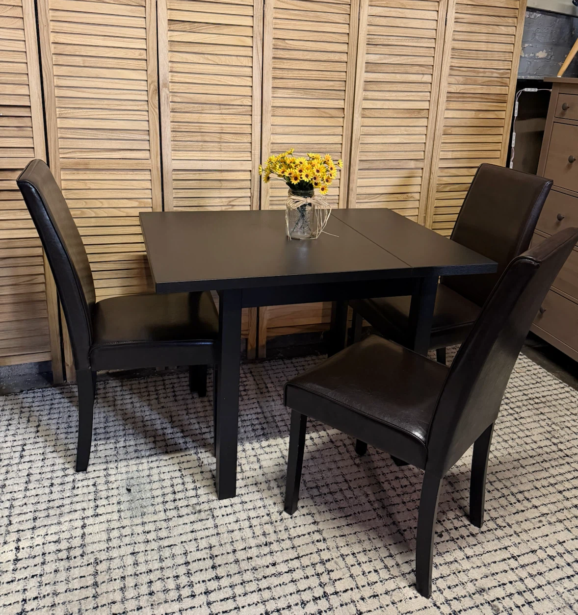 Black Dining Table and Three Chairs - photo 2