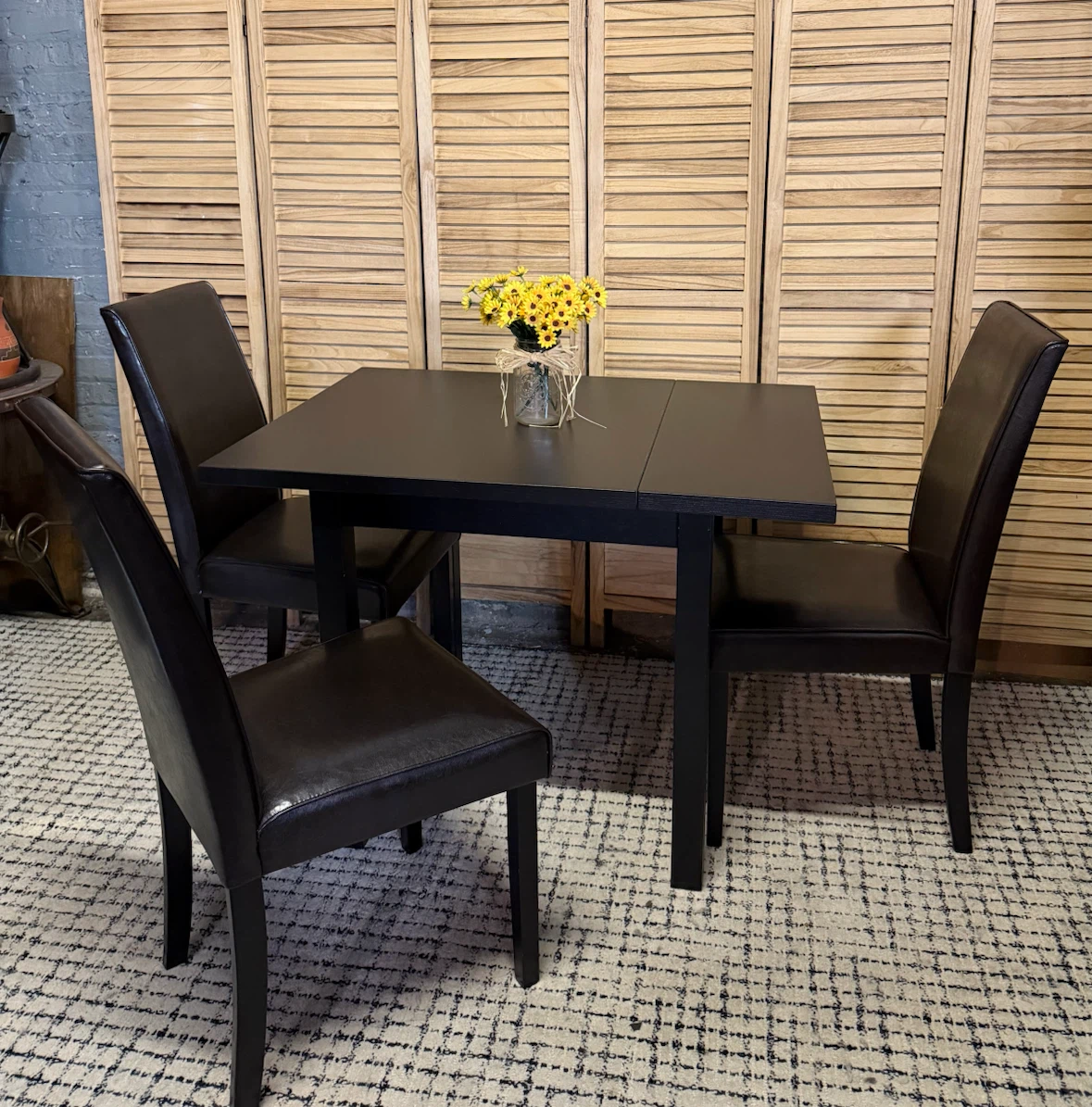 Black Dining Table and Three Chairs - photo 3