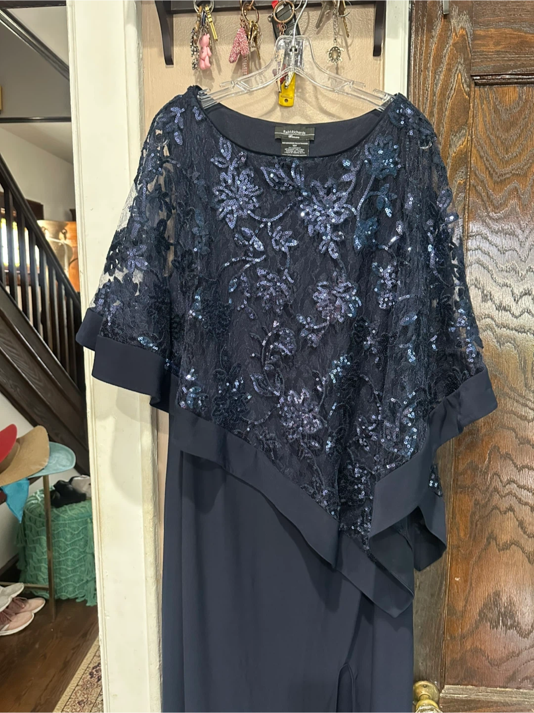 R&M Richards Sequin Overlay Dress Navy 18W - photo 2