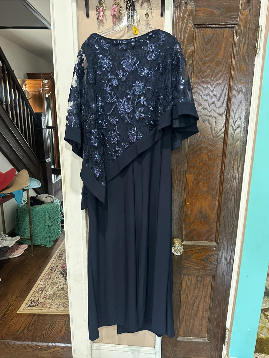 R&M Richards Sequin Overlay Dress Navy 18W - photo 5