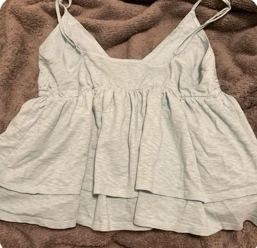 American Eagle Light Blue Eyelet Peplum Tank - photo 2