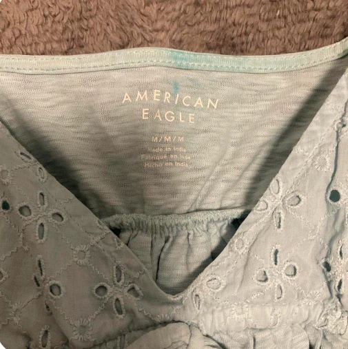 American Eagle Light Blue Eyelet Peplum Tank - photo 3