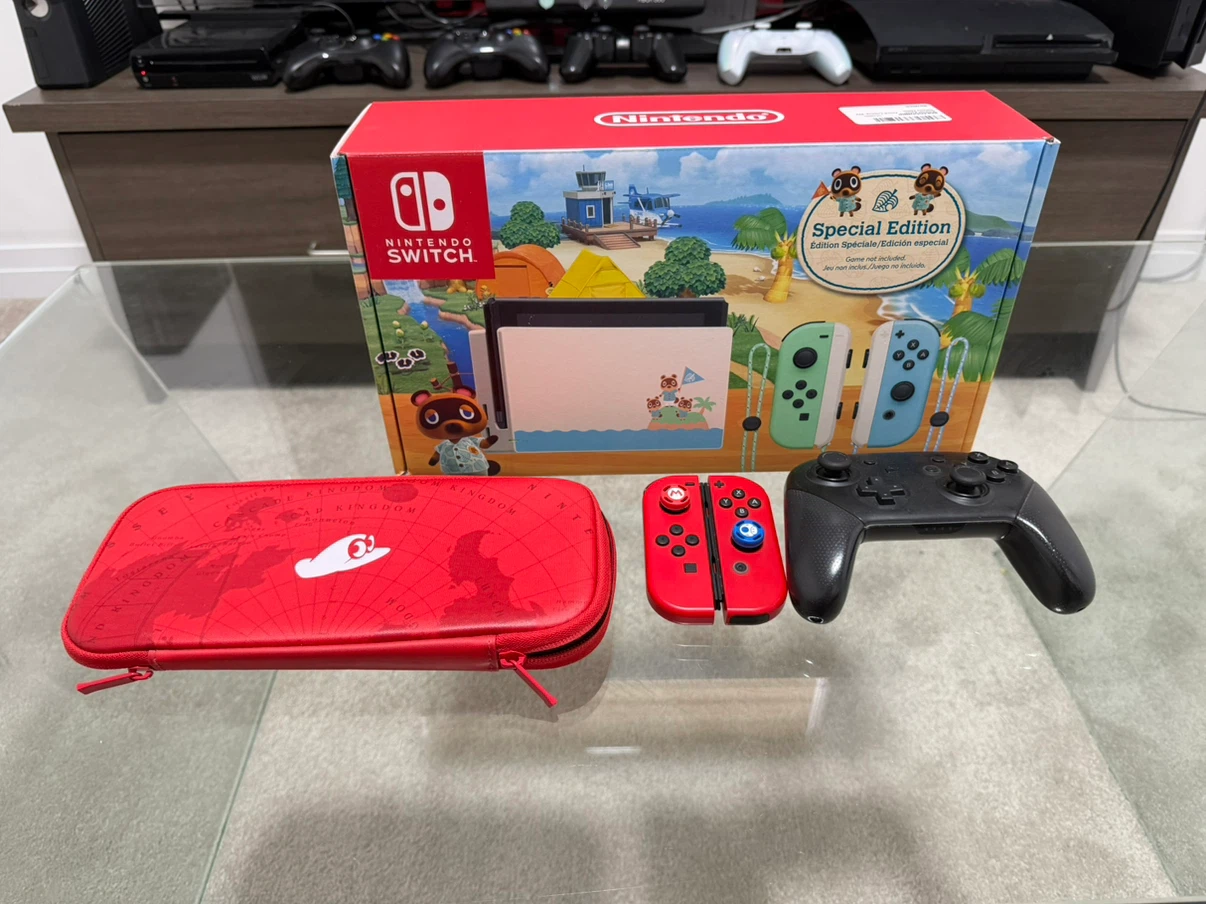 Nintendo Switch V2 Animal Crossing Edition + Pro Controller