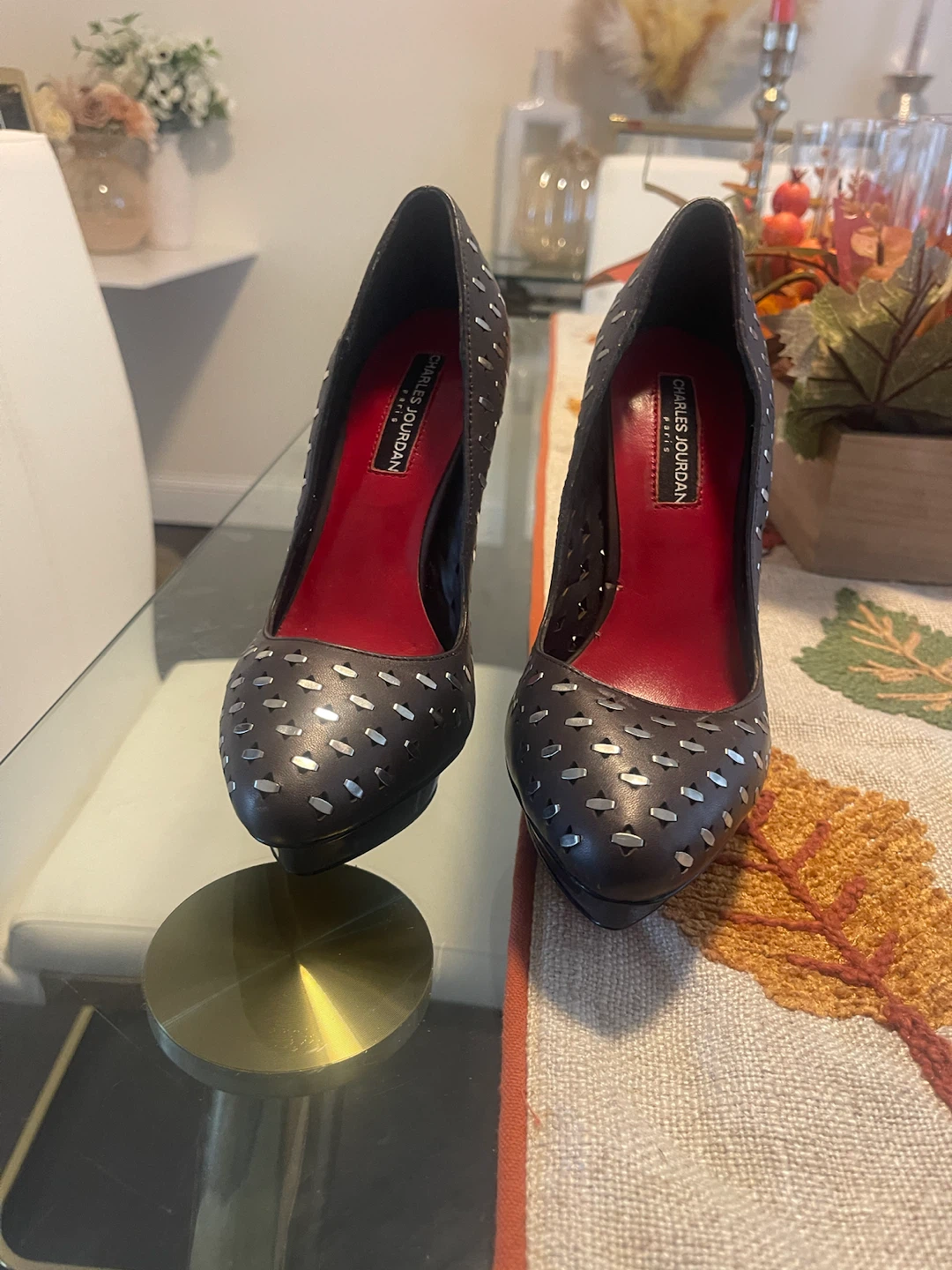 Charles Jourdan Studded Black Stilettos