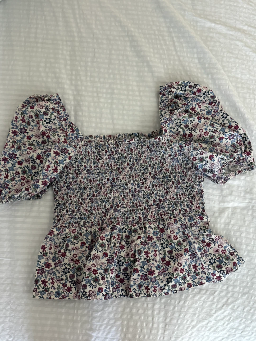 Floral Smocked Puff Sleeve Top