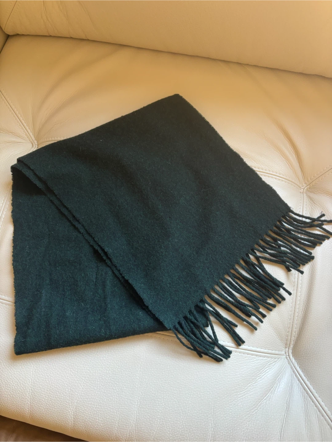 Dark Green Fringe Scarf