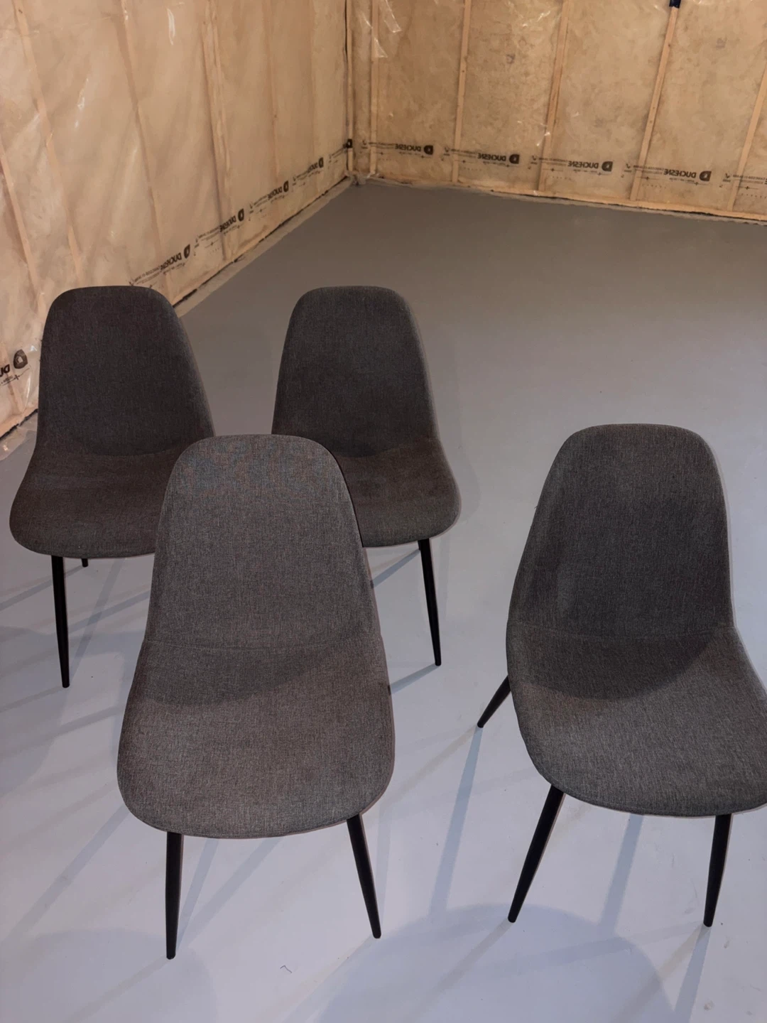 Set of 4 Grey Fabric Dining Chairs