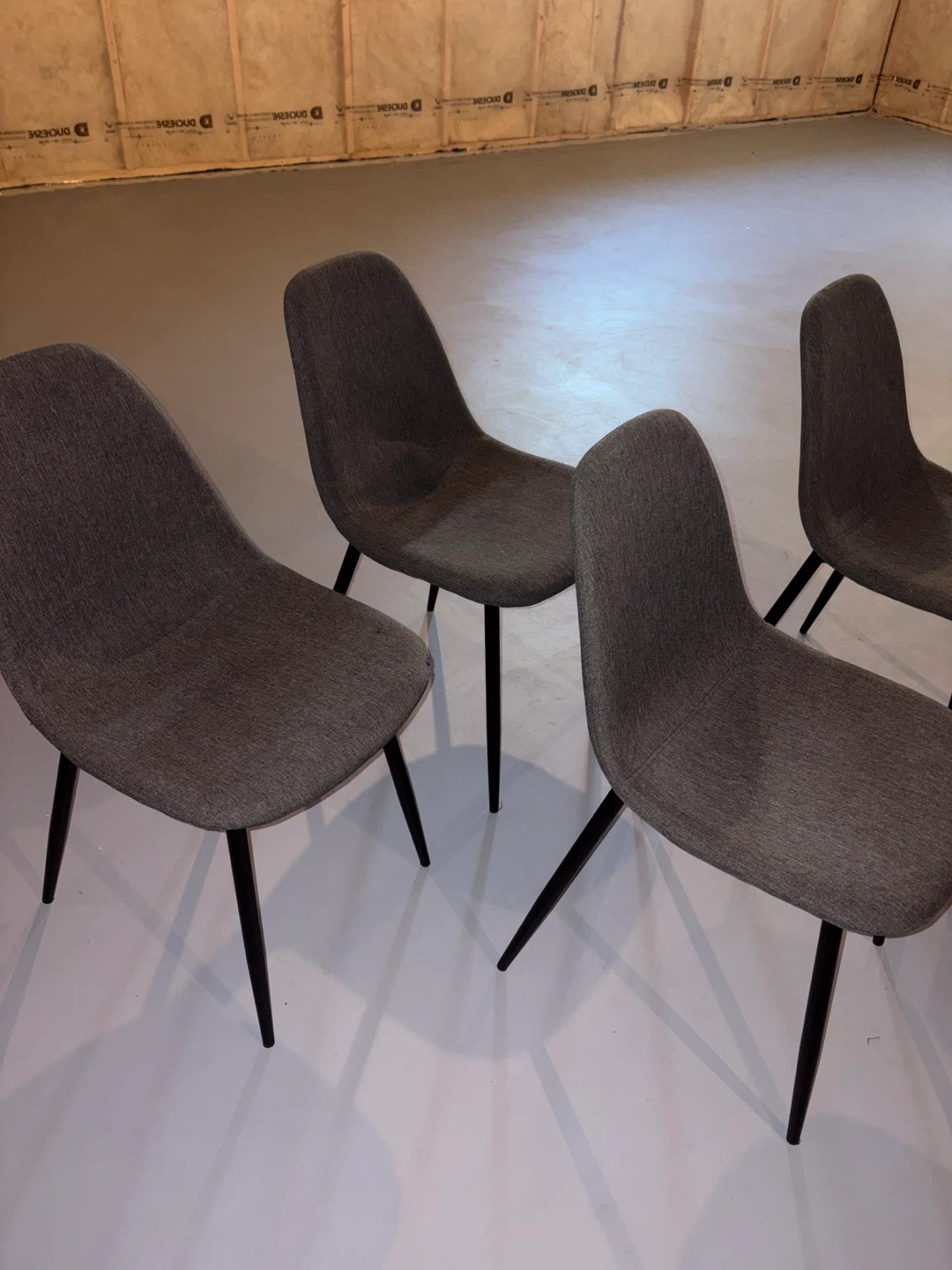 Set of 4 Grey Fabric Dining Chairs - photo 2
