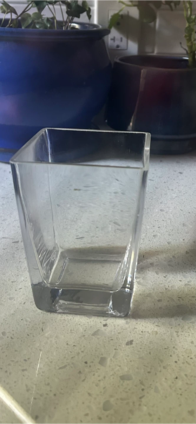 Clear Glass Square Vase
