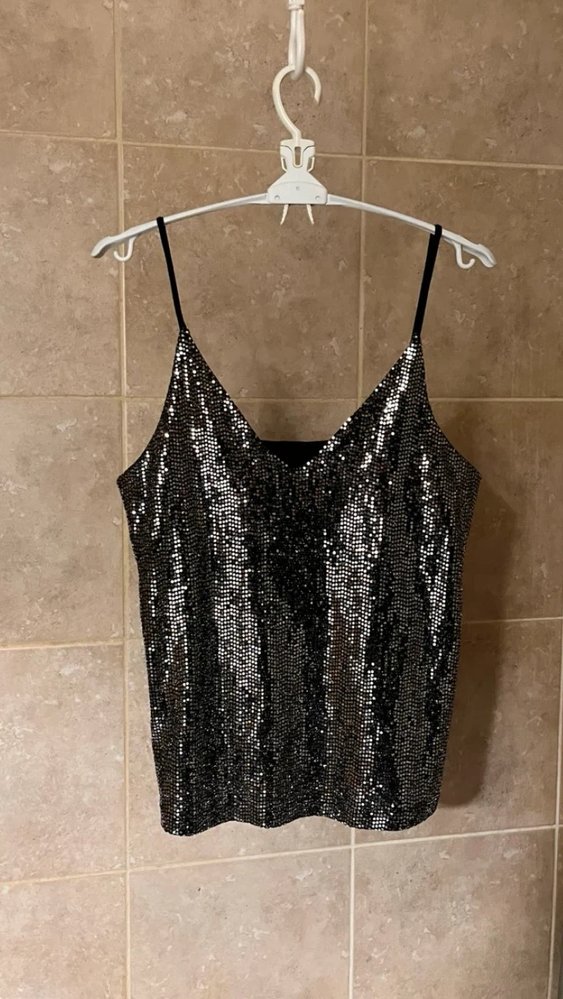 Sparkly Silver Cami Tank Top