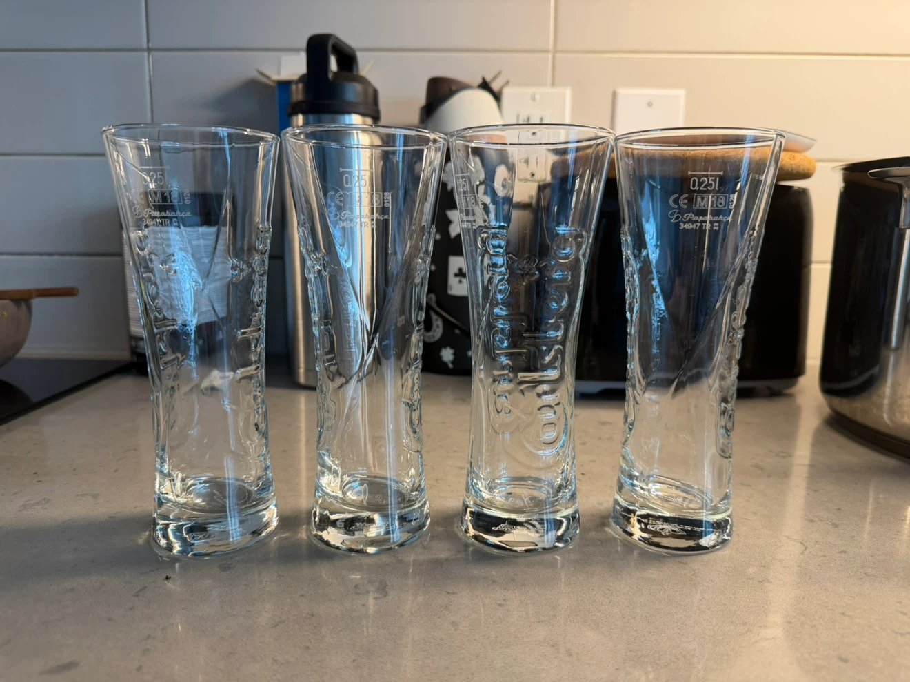 Set of 4 Carlsberg Glass Beer Glasses