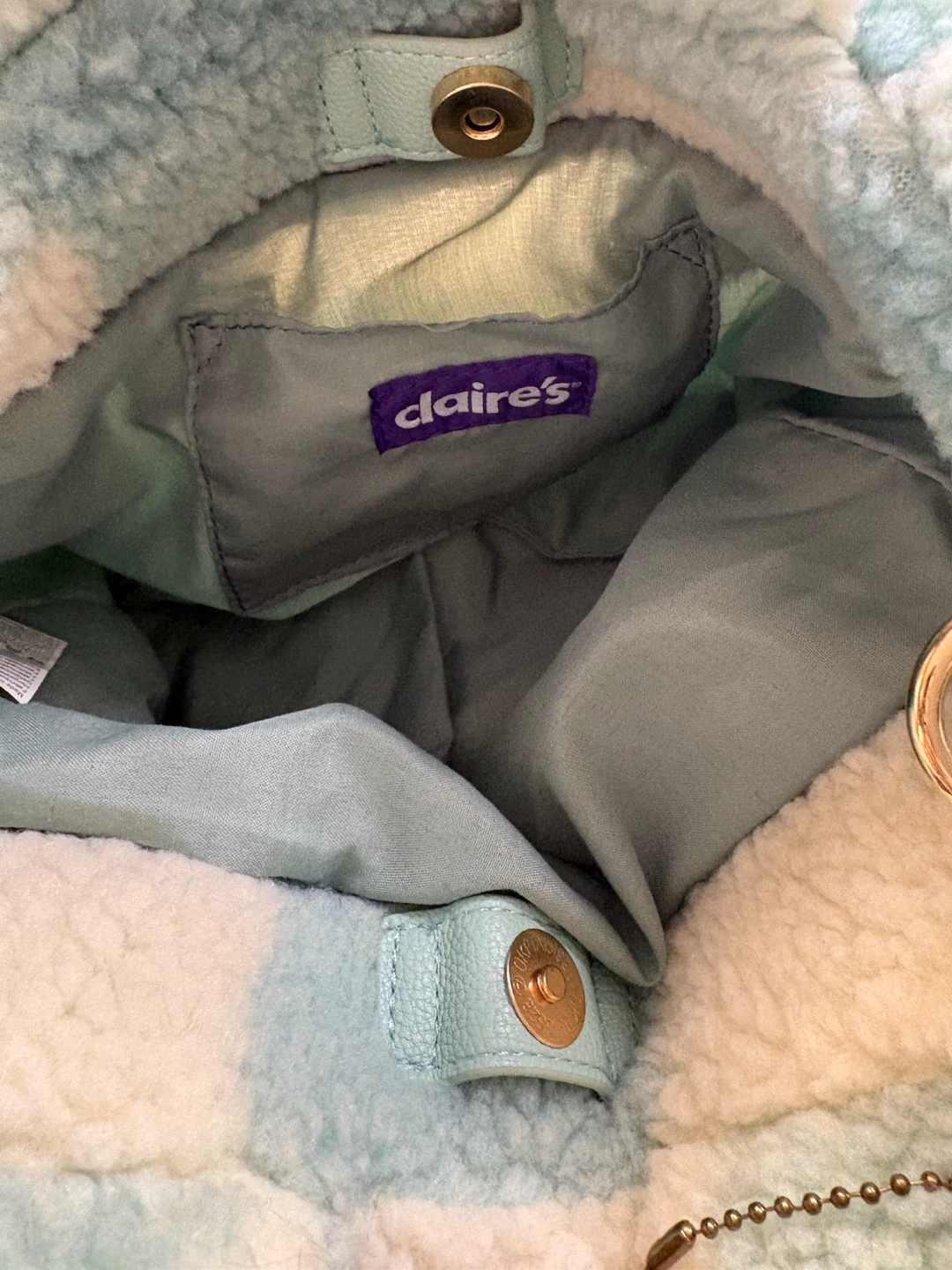 Claire's Blue Furry Colorblock Crossbody Tote Bag - photo 3