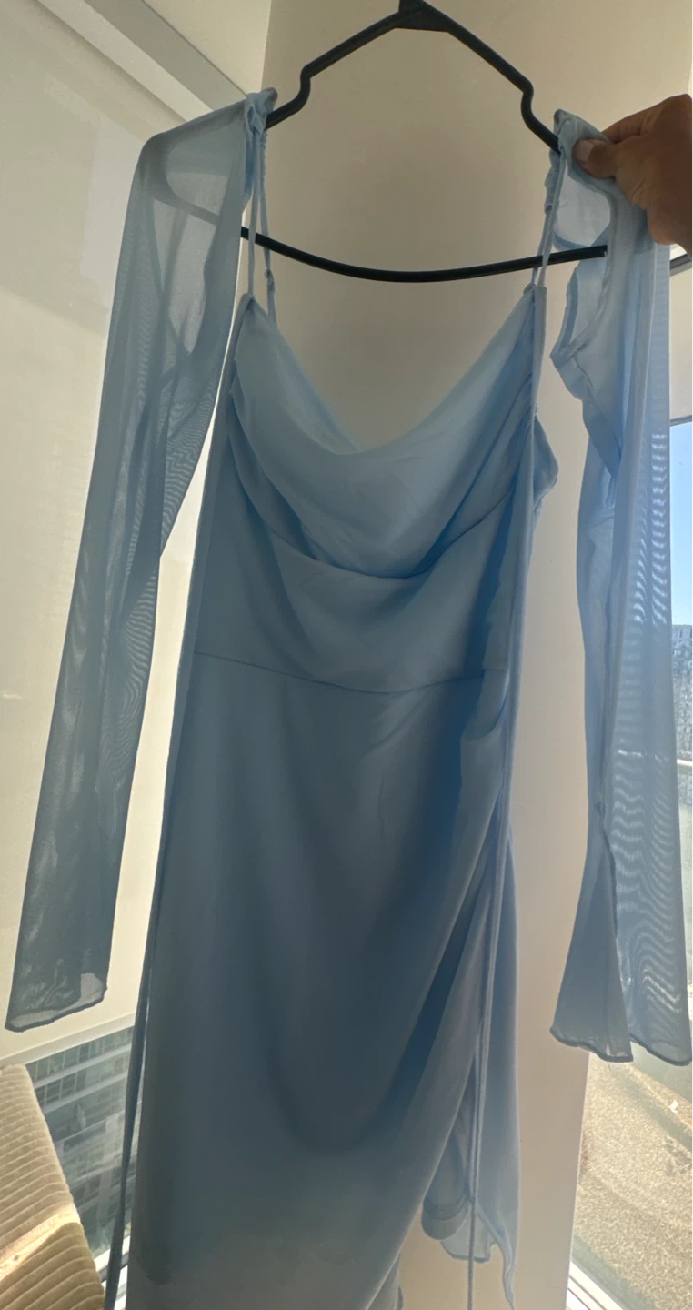 SHEIN Light Blue Long Sleeve Mini Dress - photo 2