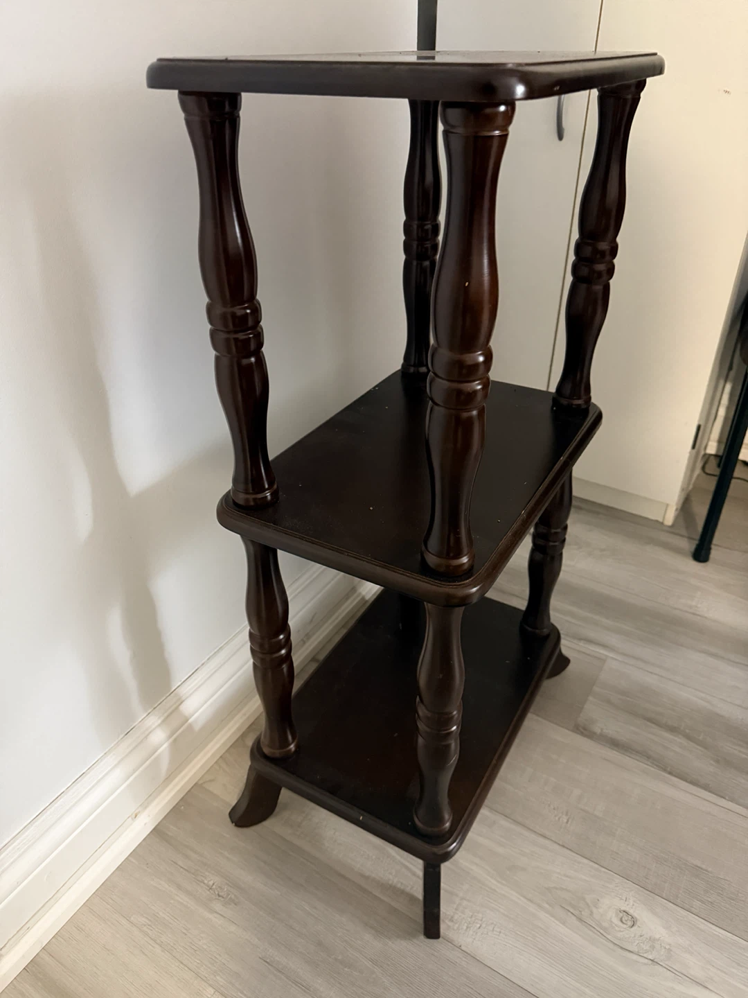Three-Tier Dark Wood Corner Stand - photo 2