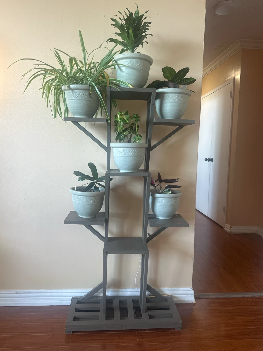 Grey Wooden Plant Stand ( plants not included )