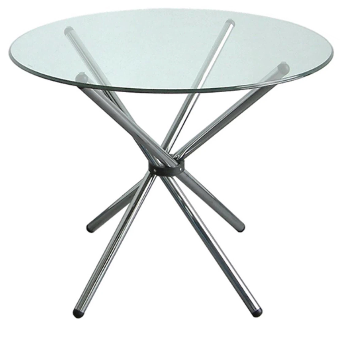 Round Glass Dining Table with Chrome Base