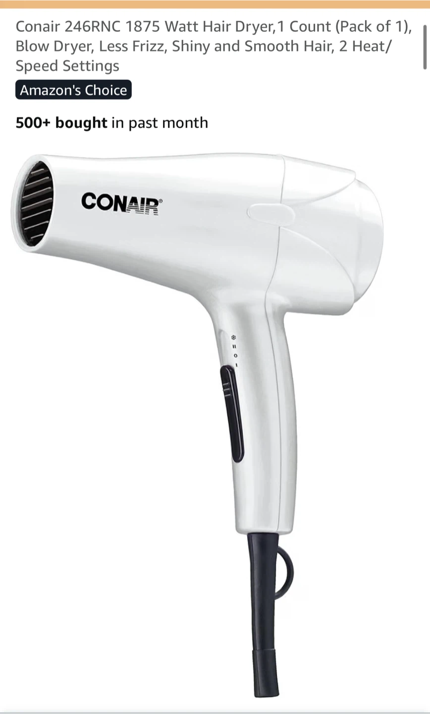 Conair 1875 Watt Hair Dryer - White - photo 2