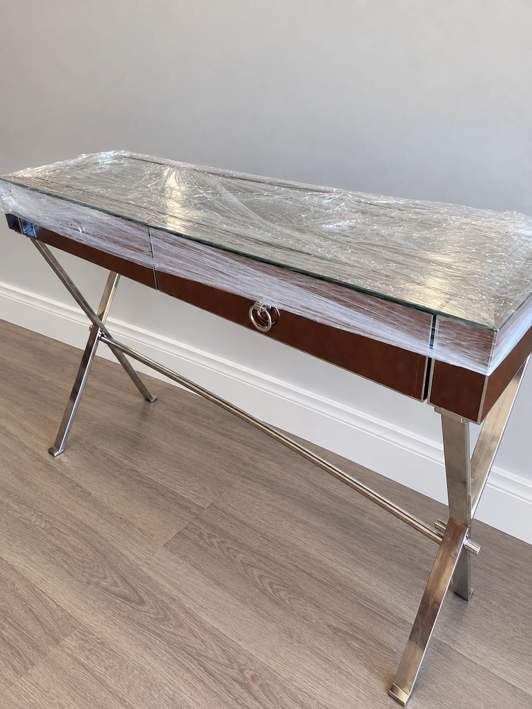 Mirrored Vanity and Console Table with Two Drawers