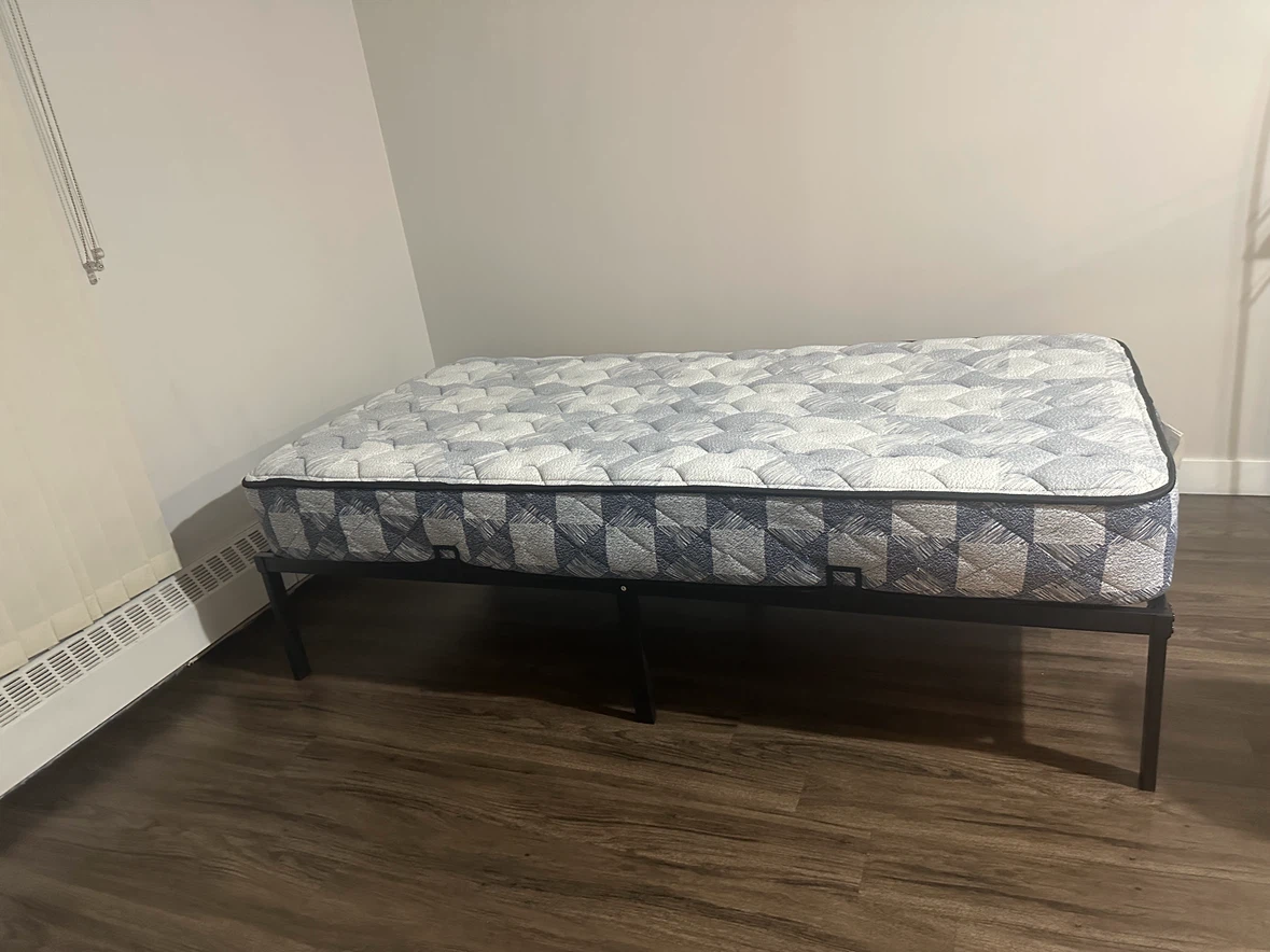 Twin Size Mattress with Metal Bed Frame