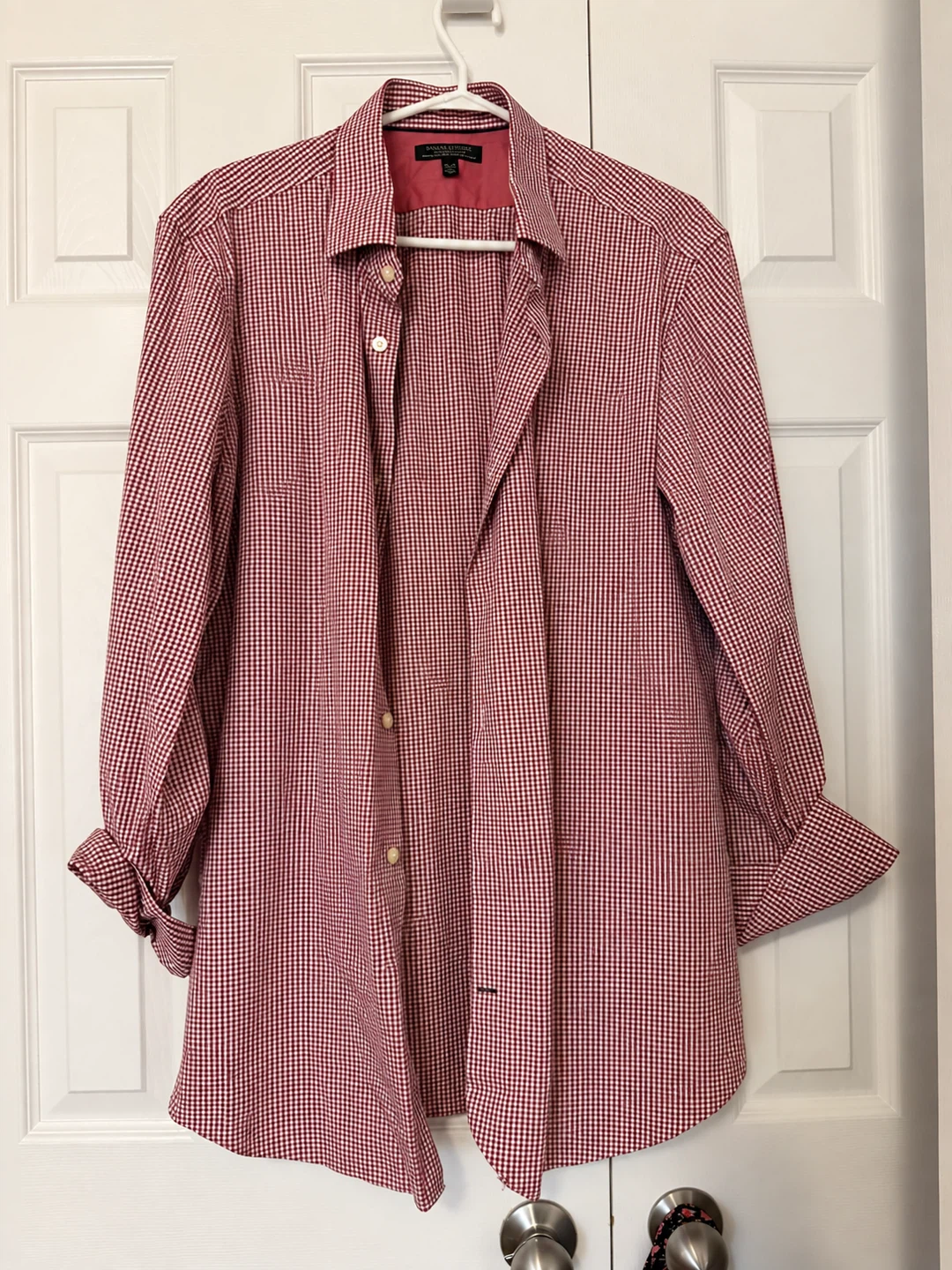 Banana Republic Red Gingham Non-Iron Shirt