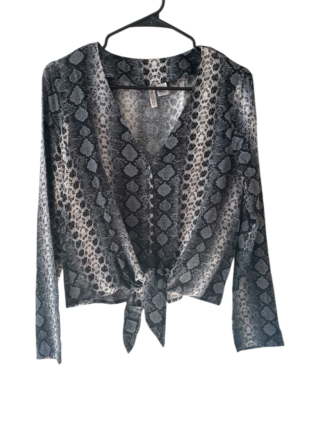 Snakeskin Print Tie-Front Top - photo 2