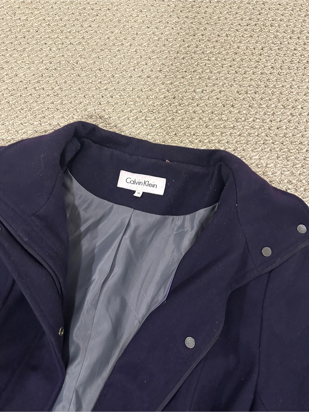 Calvin Klein Navy Wool-Blend Coat - photo 2