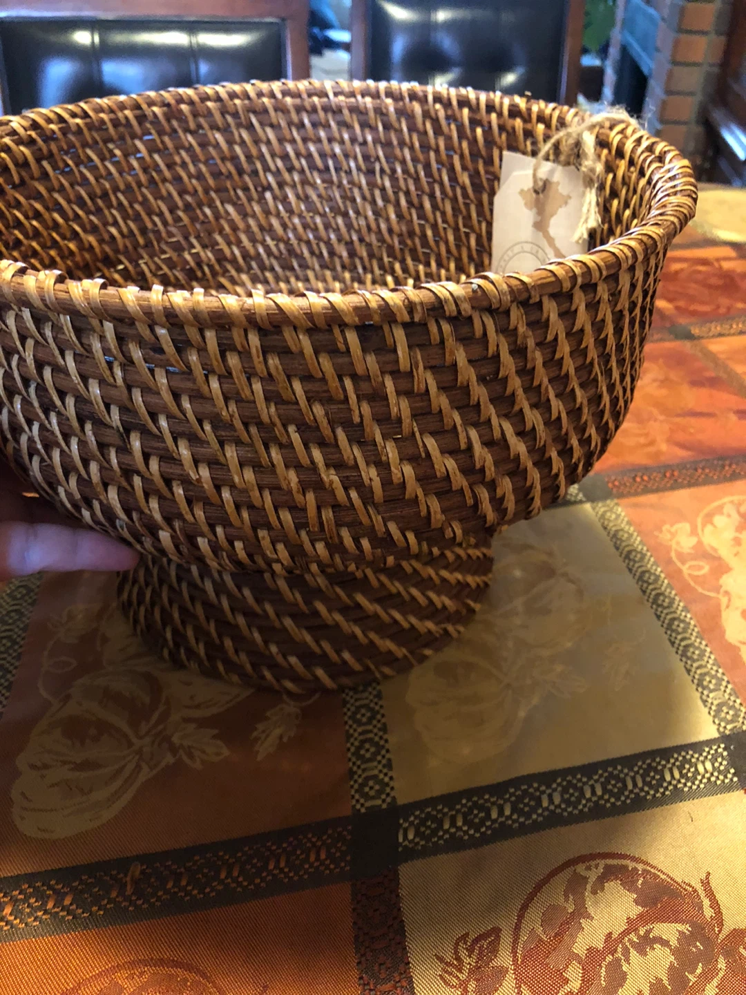 Fall Wicker Display Basket Urn -Handwoven Rattan Basket