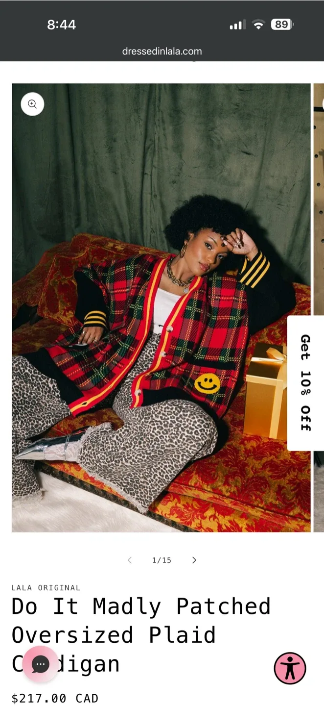 Lala Original Do It Madly Patched Oversized Plaid Cardigan