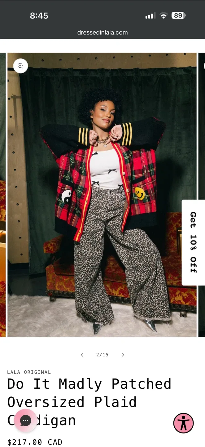 Lala Original Do It Madly Patched Oversized Plaid Cardigan - photo 2