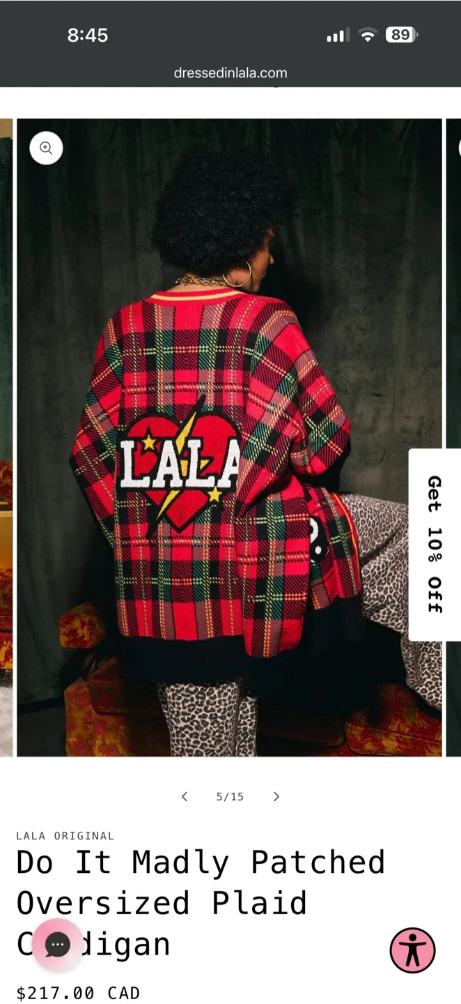 Lala Original Do It Madly Patched Oversized Plaid Cardigan - photo 4