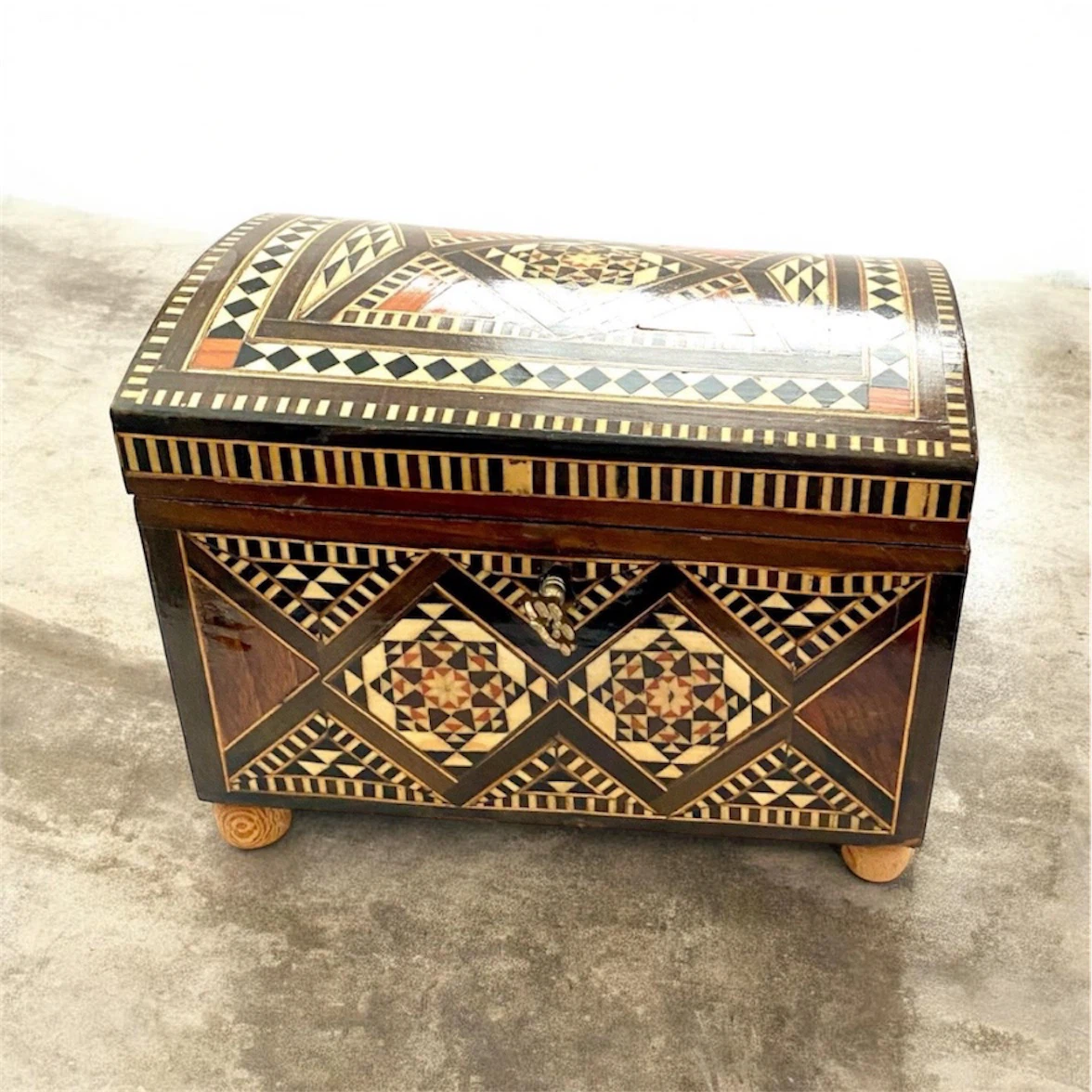 Inlaid Mosaic Wooden Large Jewelry Box Chest