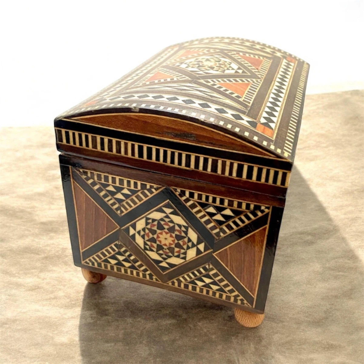 Inlaid Mosaic Wooden Large Jewelry Box Chest - photo 3