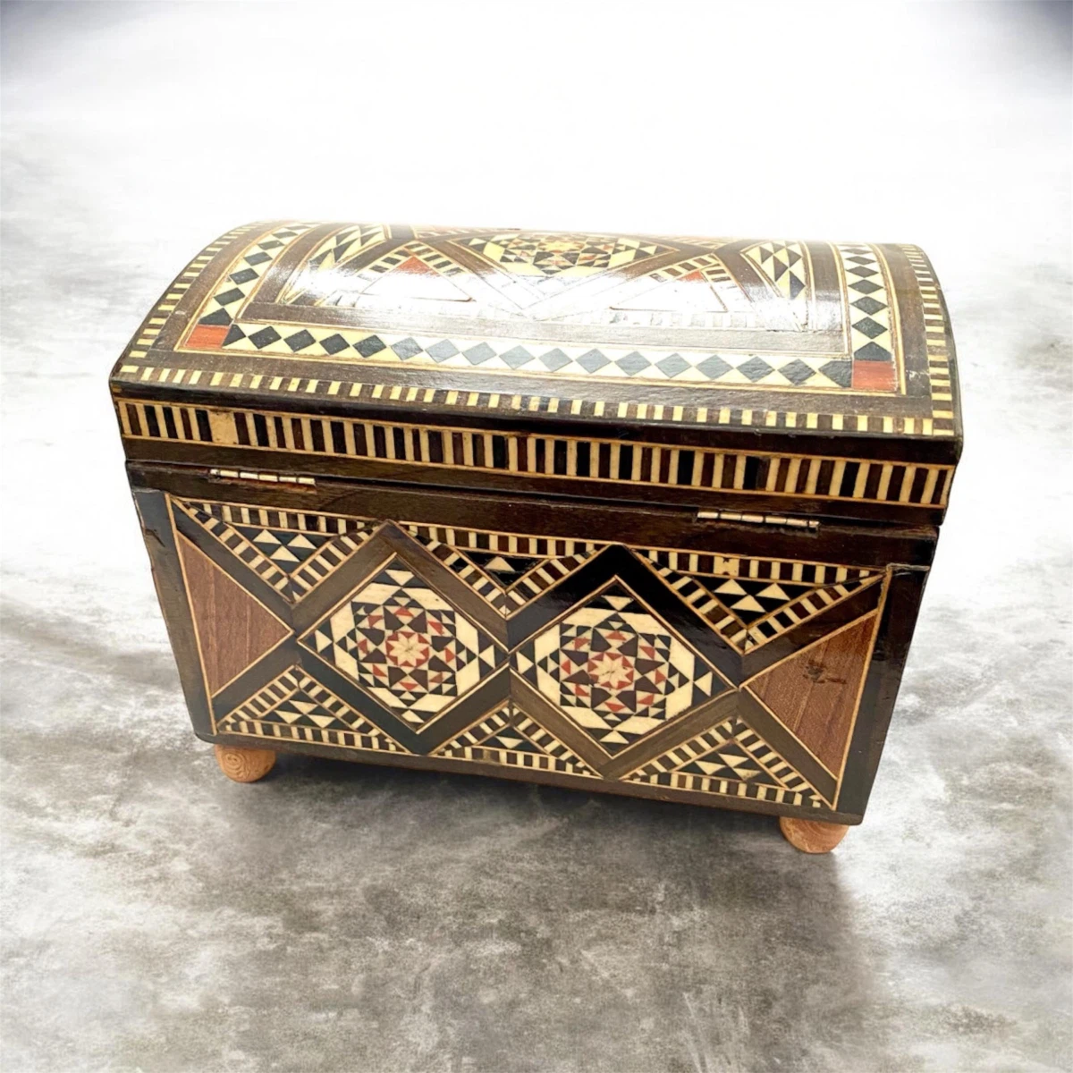 Inlaid Mosaic Wooden Large Jewelry Box Chest - photo 4