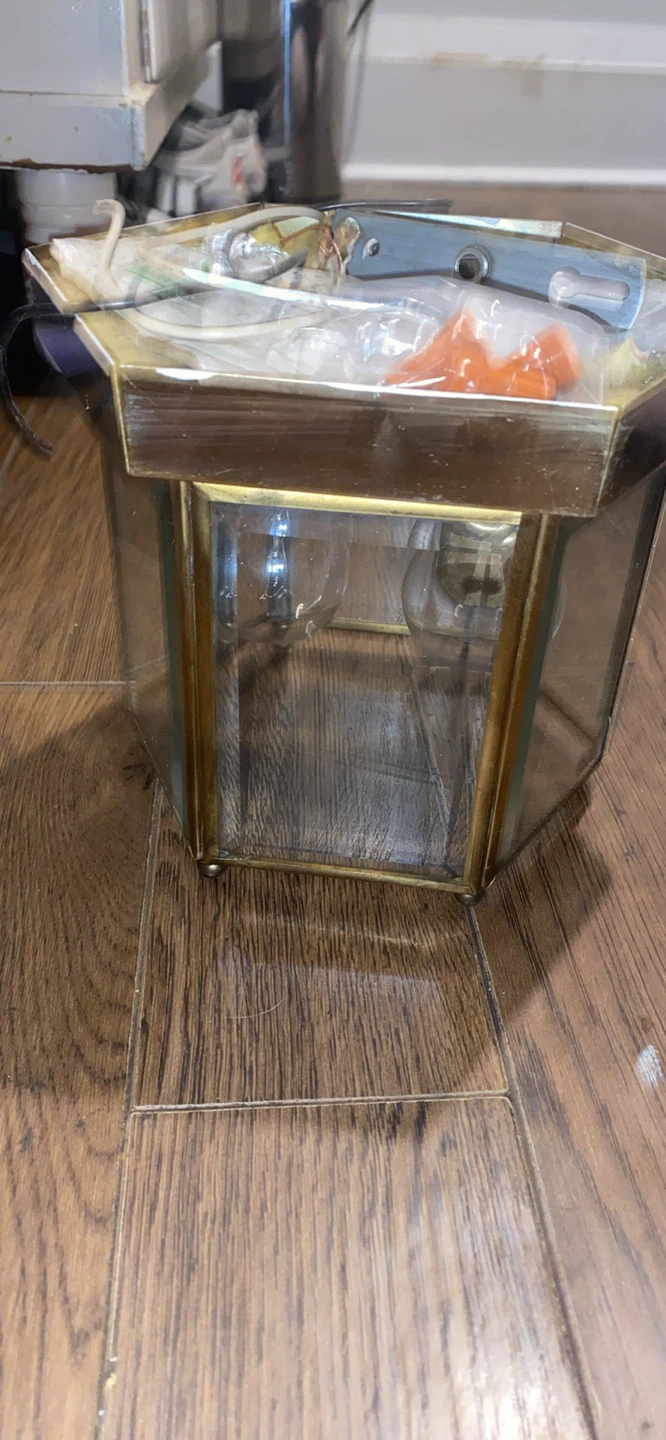 Vintage Brass Hexagonal Ceiling Light