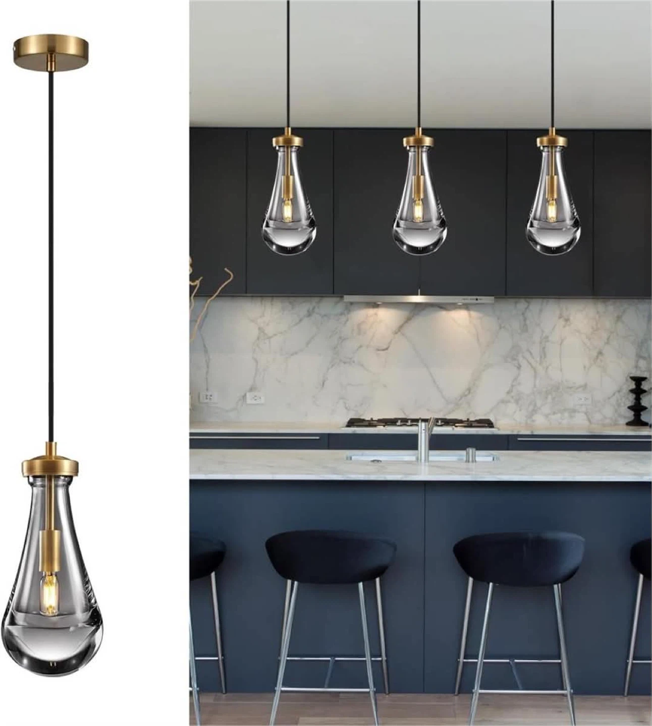 Set of 3 Teardrop Pendant Lights