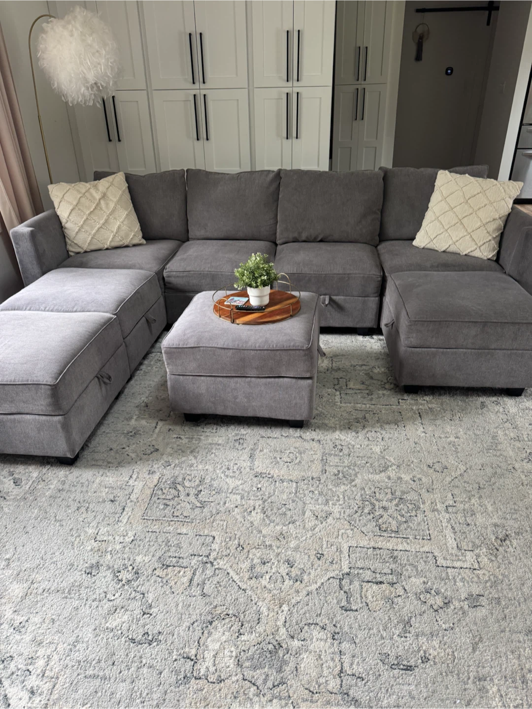 Gray Sectional Sofa with Storage
