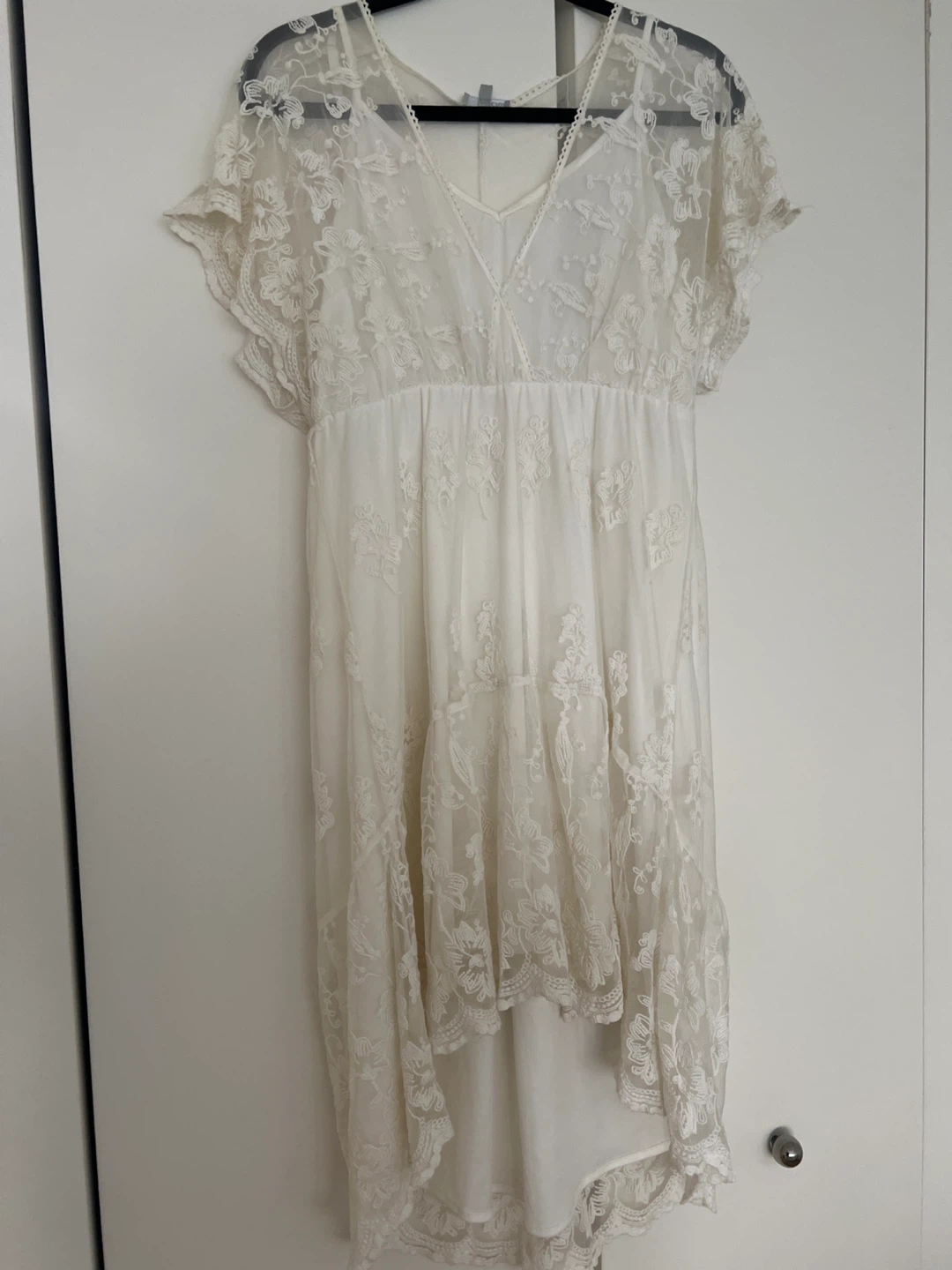 White Lace Overlay Dress