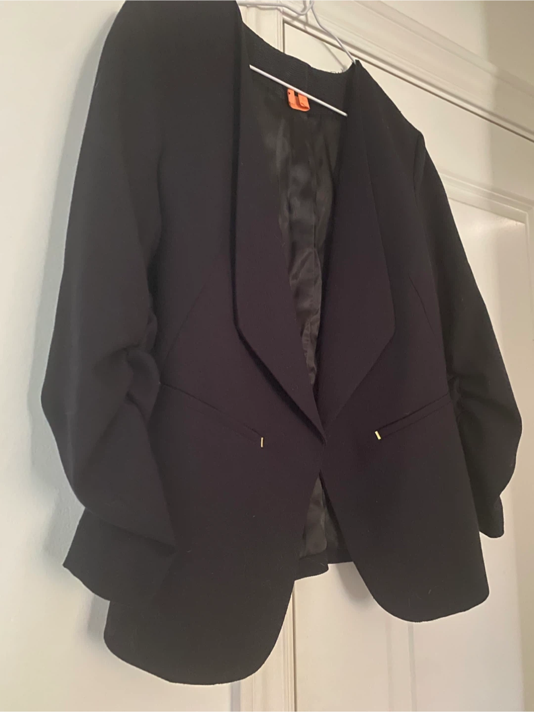 H&M Black Ruched Sleeve Blazer, Size XS - photo 2
