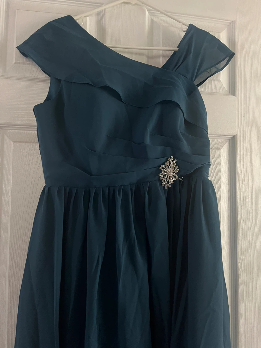Dark Teal Off-the-Shoulder Formal Dress