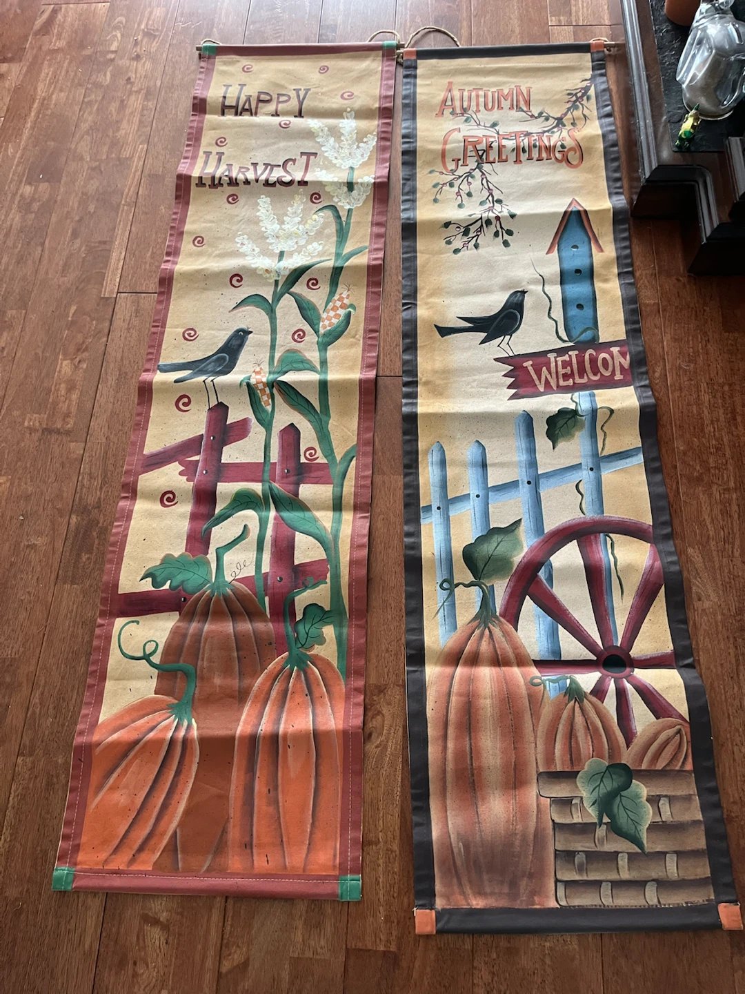 Set of Two Autumn Harvest Wall Hangings