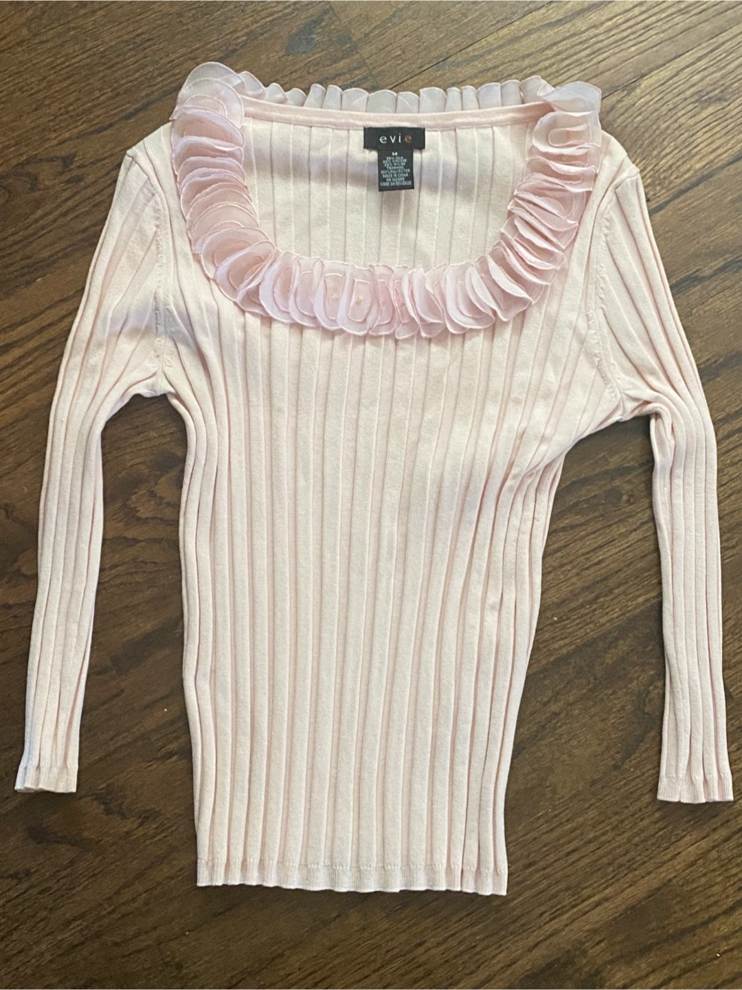 Evie pink silk-blend ribbed long sleeve top