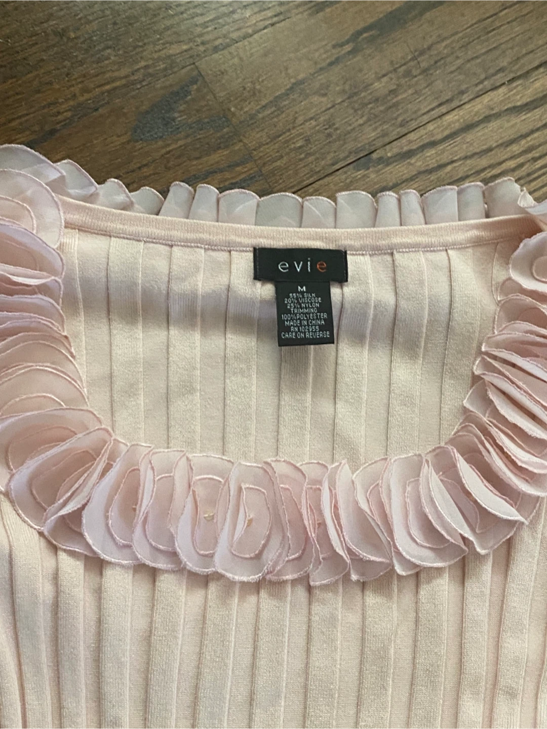 Evie pink silk-blend ribbed long sleeve top - photo 2