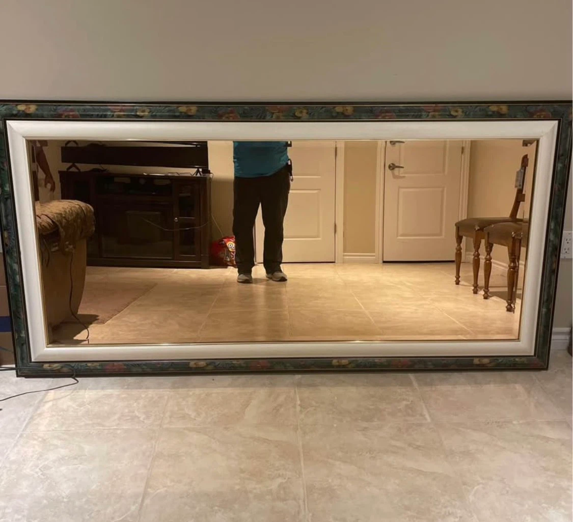 Large Wall Mirror with Floral Frame