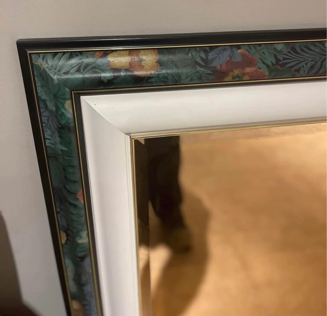 Large Wall Mirror with Floral Frame - photo 2