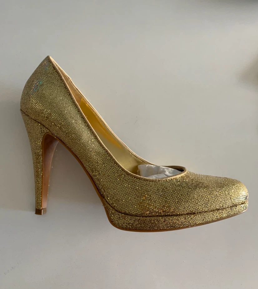 Nine West Gold Glitter Stiletto Pumps Size 8M - photo 2