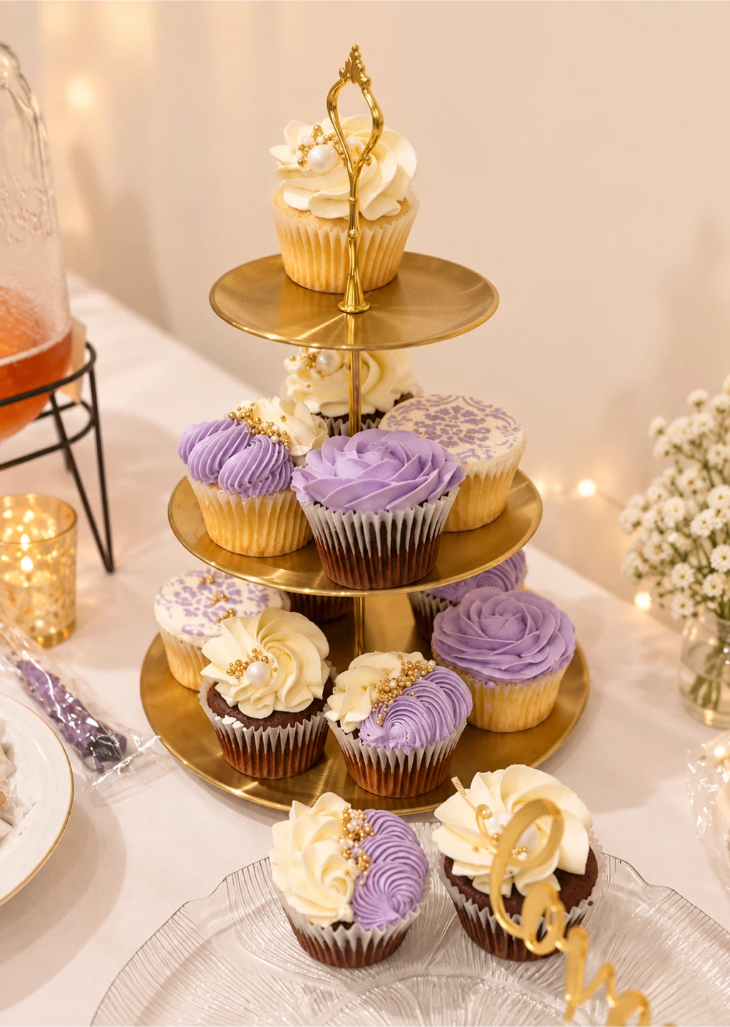 3-Tier Gold Dessert Stand - photo 2